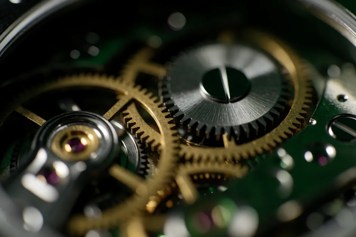 Precision mechanical gears representing productivity systems